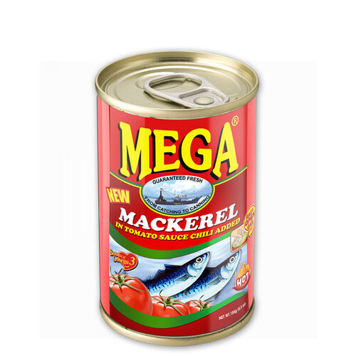 필리핀 Mega Sardines Mackerel In Tomato Sauce W/ Chili 155G