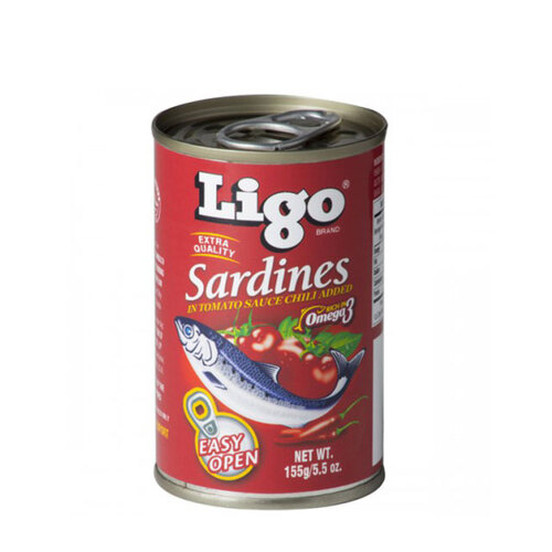 필리핀 Ligo Sardines Tomato Sauce Chili Easy Open 155G