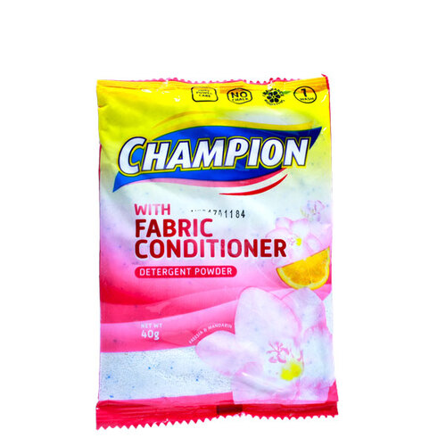 CHAMPION DETERGENT POWDER W/ FABCON 40G 6S