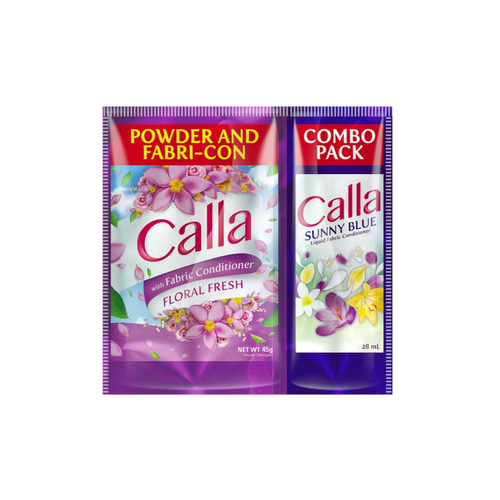 캘라 Calla Floral Fresh Powder Detergent 45g + Sunny Blue Liquid Fabric Conditoner 28mL | 6s