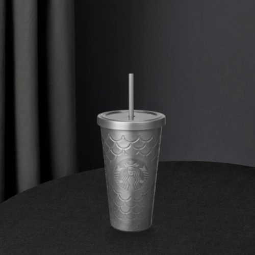스타벅스 Starucks Holiday Glitter Scale Silver Grey Stainless Steel Cold Cup