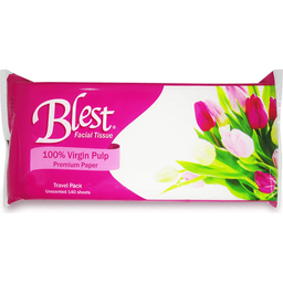 Blest Facial Tissue Travel Pack Unscented 70 Pulls 2 Ply | 4s