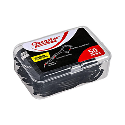 Cleanstar Dental Floss Pick Box Bamboo Charcoal | 50s