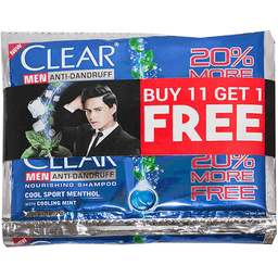 Clear Men Anti-Dandruff Cool Sport Menthol Shampoo 12ml | 11+1