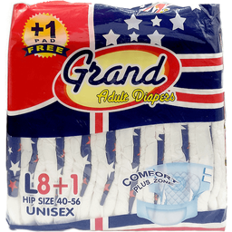Grand Adult Diapers Large | 8s + 1 Free
