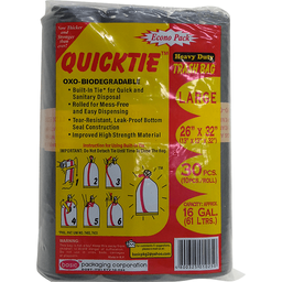 Quicktie Heavy Duty Trash Bag Econo Pack Large Black | 30s