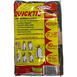Quicktie Trash Bag Medium Black | 30s