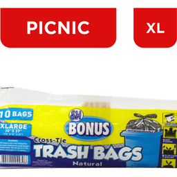 SM Bonus Cross Tie Trash Bags Natural XL | 10s