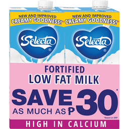 Selecta Fortified Low Fat Milk | 1L x 2pcs