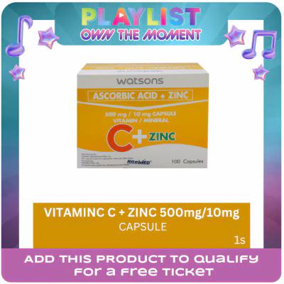 WATSONS GENERICS Vitamin C + Zinc 500mg 10mg 1 Capsule (sold per piece)