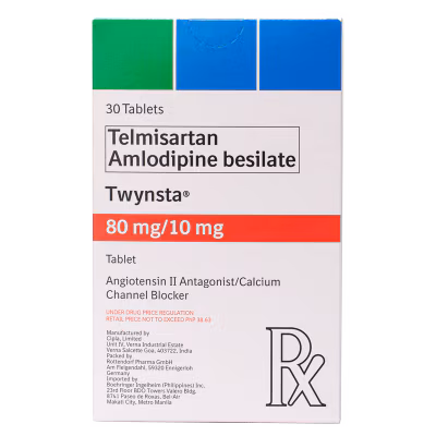 TWYNSTA TWYNSTA Twynsta Telmisartan 80mg + Amlodipine 10mg Sold Per Piece [Prescription Required]